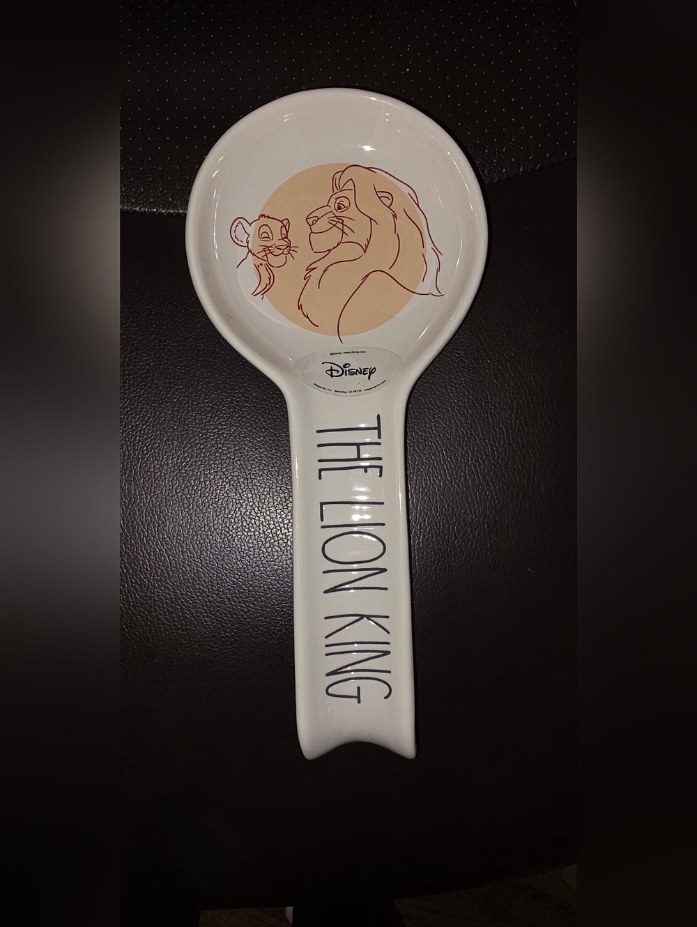 Rae Dunn White Lion King Ceramic Spoon Rest with Tan and Brown Art